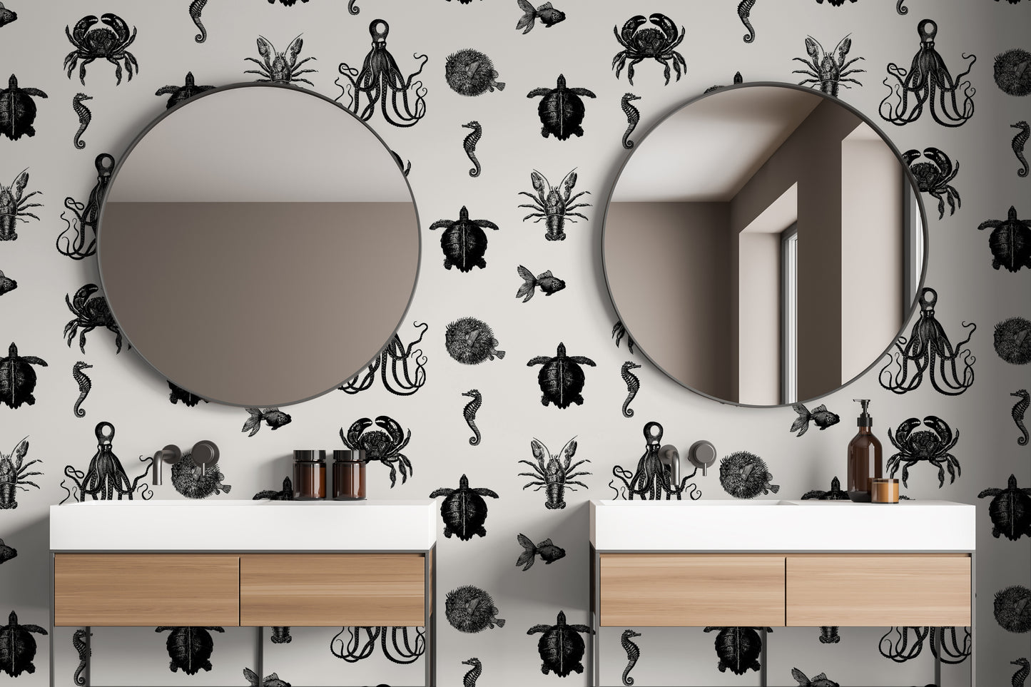 SEA LIFE WALLPAPER LARGE SCALE EBONY
