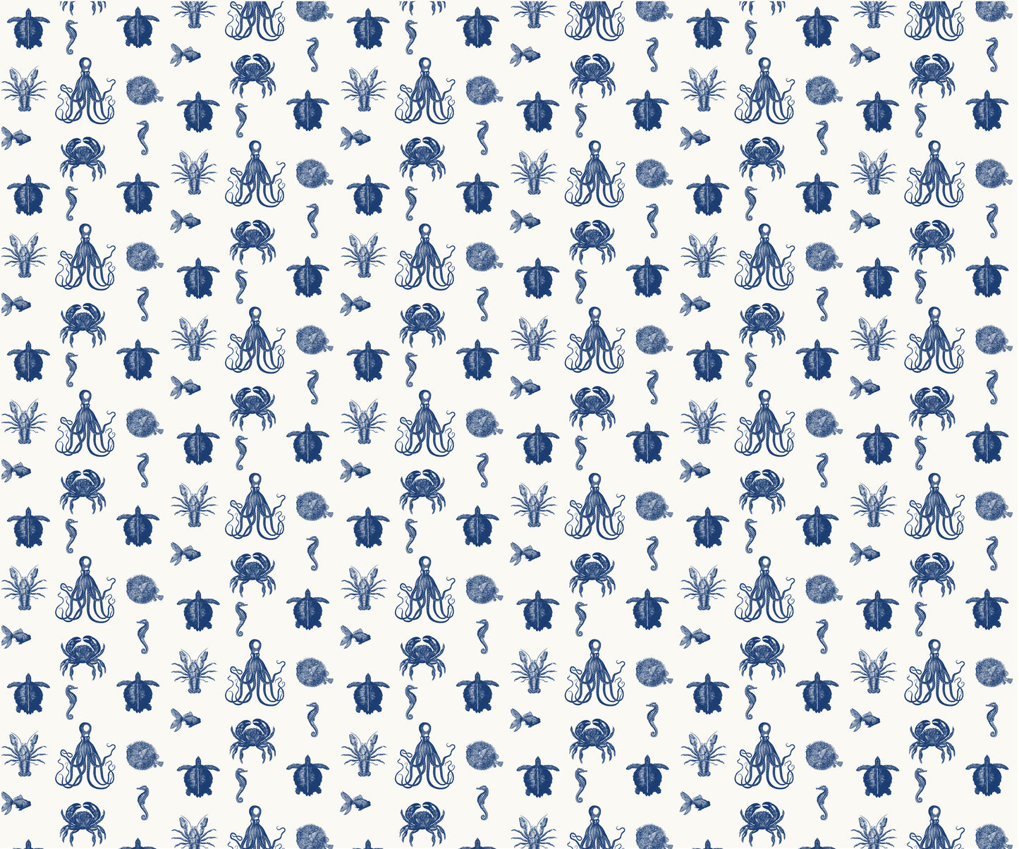 SEA LIFE WALLPAPER LARGE SCALE INDIGO
