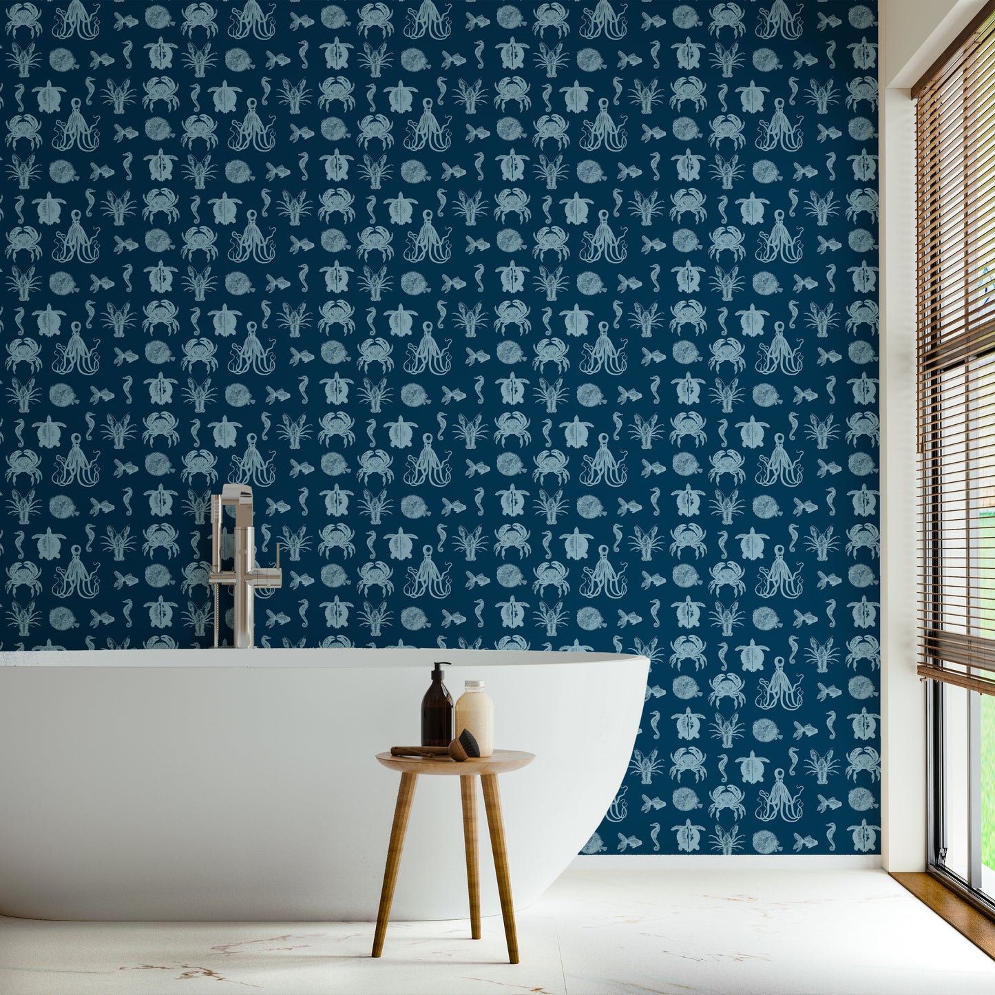 SEA LIFE WALLPAPER SMALL SCALE INDIGO