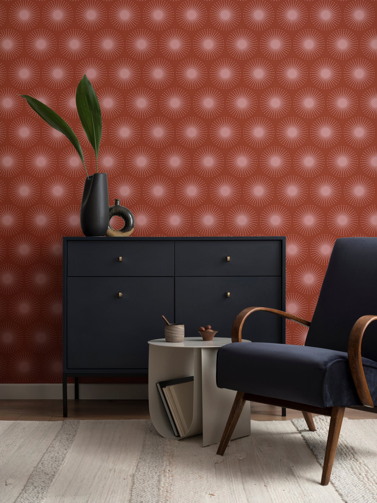 STARBURST WALLPAPER PERSIMMON