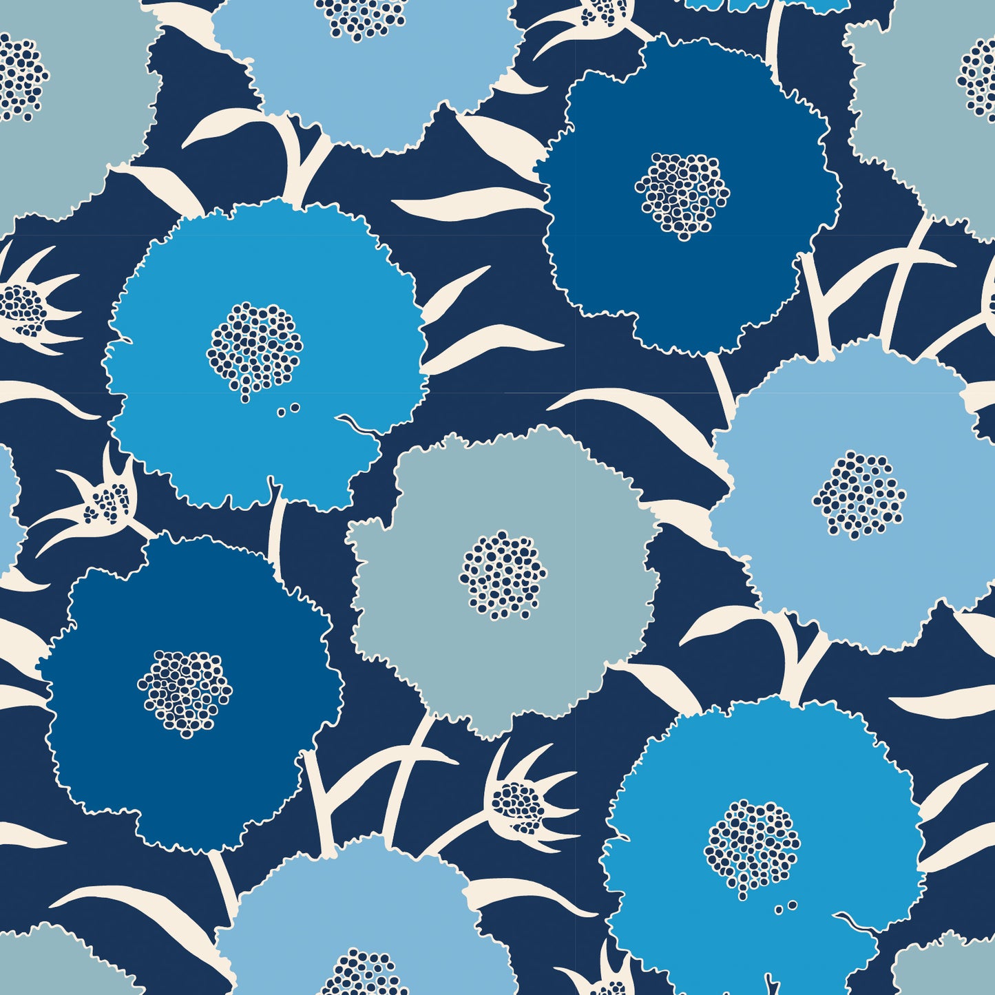 MUMS WALLPAPER INDIGO SAMPLE