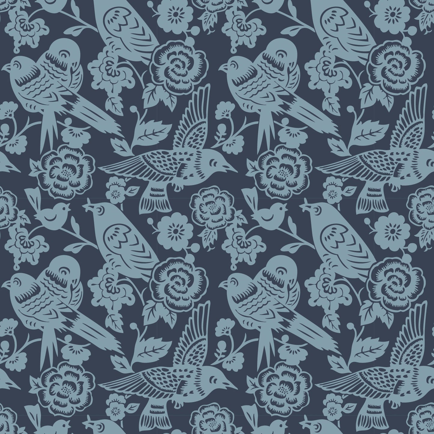 AVIARY WALLPAPER SMALL INDIGO