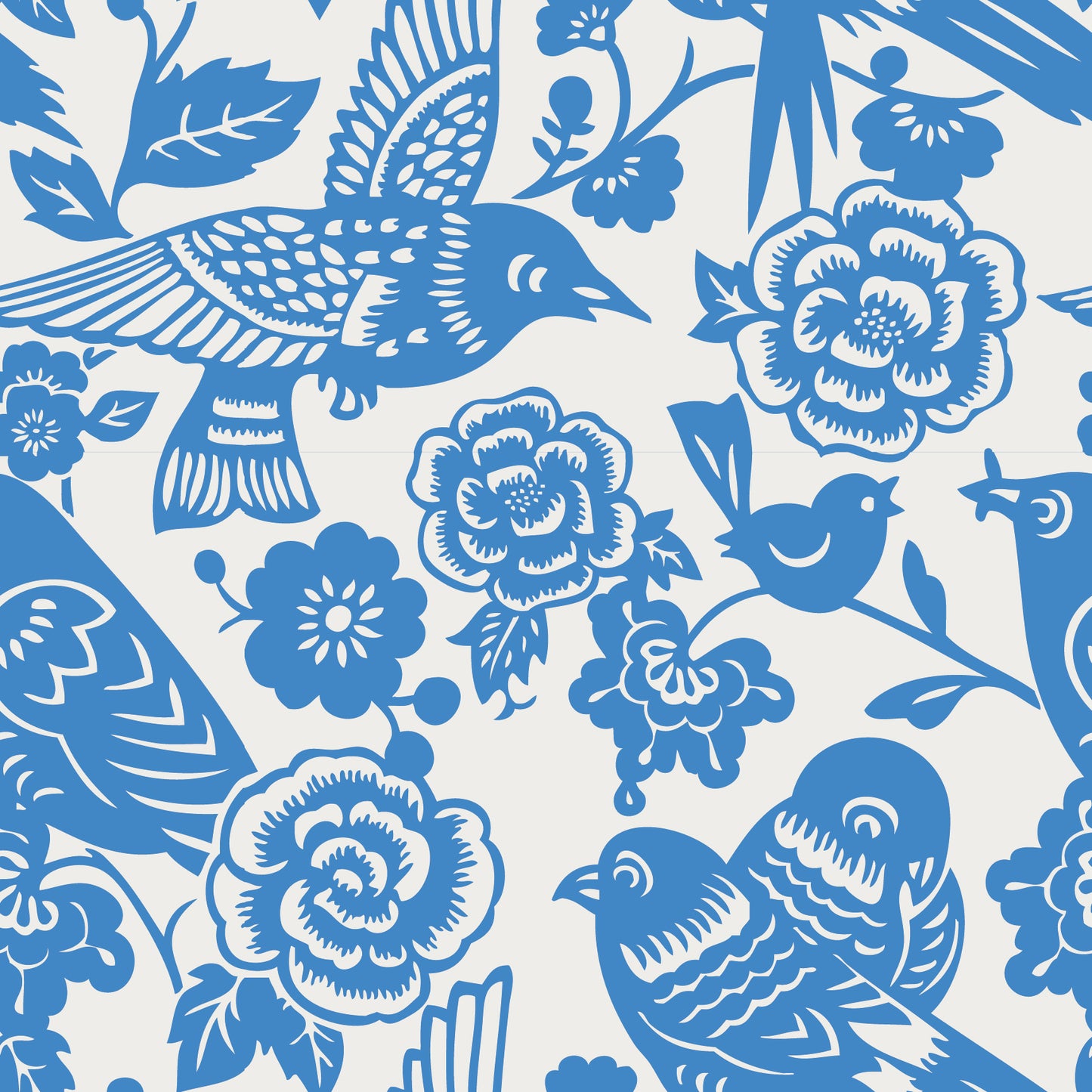 AVIARY WALLPAPER LARGE BLUE JAY SAMPLE